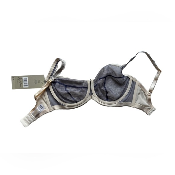 NWT Fayreform Vitality Sheer Lace Bra in Cream Lined with Gray/Purple UK 30F - Picture 7 of 10